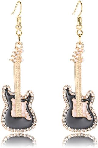 COADIPRESS DAINTY MUSION GUITAR أقراط للنساء مكعب الزركونيا بلورات الصخور اللؤلؤة الصخور التي تتدلى في القرط الرائع الموسيقي الهدايا المجوهرات in Kuwait