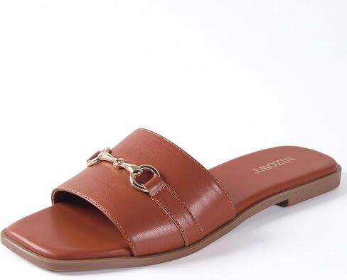 Women's Dressy Flat Sandals for Women Square Open Toe Slip on Comfortable Slide Sandals Summer in Kuwait