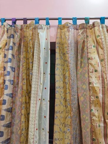 ZENAURA Hippie Colorful Curtains Light-Filtering – Boho Curtains, Bed Canopy Panel, Tapestry or Window Treatment Patchwork Beige Color (84 X 43 Inches) (Orange), 210 X 105 cms in Saudi Arabia