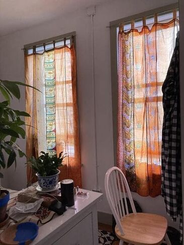 ZENAURA Hippie Colorful Curtains Light-Filtering – Boho Curtains, Bed Canopy Panel, Tapestry or Window Treatment Patchwork Beige Color (84 X 43 Inches) (Orange), 210 X 105 cms in Saudi Arabia