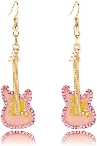 COADIPRESS DAINTY MUSION GUITAR أقراط للنساء مكعب الزركونيا بلورات الصخور اللؤلؤة الصخور التي تتدلى في القرط الرائع الموسيقي الهدايا المجوهرات in Saudi Arabia