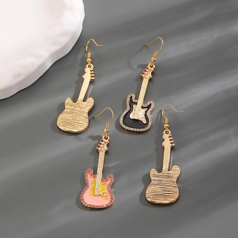 COADIPRESS DAINTY MUSION GUITAR أقراط للنساء مكعب الزركونيا بلورات الصخور اللؤلؤة الصخور التي تتدلى في القرط الرائع الموسيقي الهدايا المجوهرات in Saudi Arabia