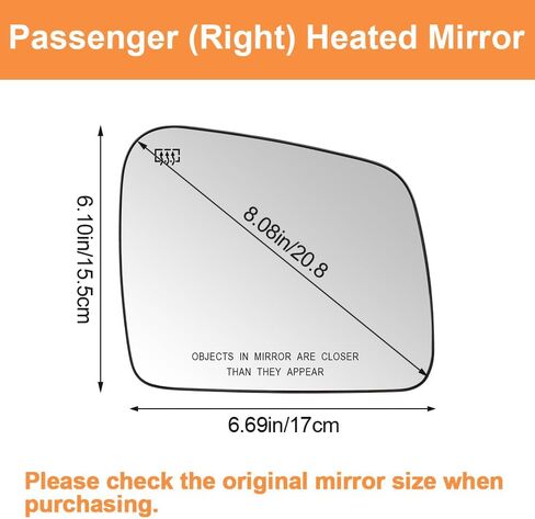 Senzeal Passenger Side Plansed Mirror Glass بديل لجيب Grand Cherokee 2011-2020 Dodge Durango 2014-2019 (الجانب الأيمن) in Saudi Arabia