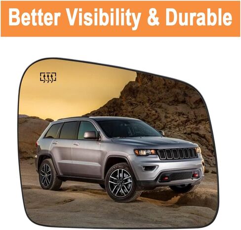 Senzeal Passenger Side Plansed Mirror Glass بديل لجيب Grand Cherokee 2011-2020 Dodge Durango 2014-2019 (الجانب الأيمن) in Saudi Arabia