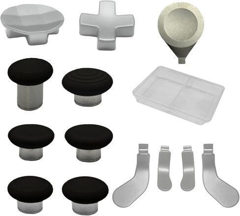 13 in1 Metal Thumbsticks for Xbox One Elite Series 2,Replacement Magnetic Buttons kit for Xbox Series 2 Core, Includes 6 Magnetic Swap Joysticks, 4 Paddles, 2 D-Pads, 1 Adjustment Tool(Black) in Saudi Arabia