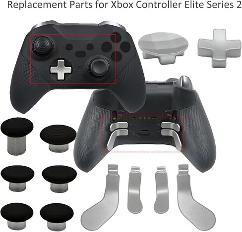 13 in1 Metal Thumbsticks for Xbox One Elite Series 2,Replacement Magnetic Buttons kit for Xbox Series 2 Core, Includes 6 Magnetic Swap Joysticks, 4 Paddles, 2 D-Pads, 1 Adjustment Tool(Black) in Saudi Arabia