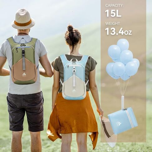 15L Small Hiking Backpack for Women Men Lightweight Packable Backpack Foldable Casual Daypack for Camping Travel Outdoor, Blue in Saudi Arabia