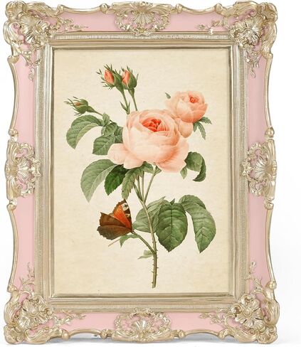 EXYGLO 5x7 Vintage Resin Picture Frame, 5 by 7 Pink Ornate Antique Frame with Gold Trim, Retro Frame for Desktop or Wall Display, Horizontal/Vertical in Saudi Arabia