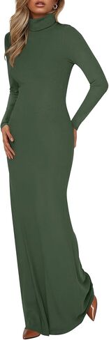 BTFBM Womens Dresses Fall 2025 Long Sleeve Turtle Neck Trendy Long Tight Knit Maxi Dress Wedding Guest Party Casual in Saudi Arabia