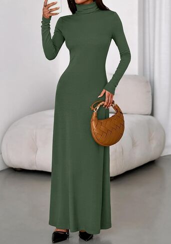 BTFBM Womens Dresses Fall 2025 Long Sleeve Turtle Neck Trendy Long Tight Knit Maxi Dress Wedding Guest Party Casual in Saudi Arabia