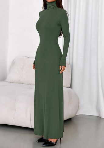 BTFBM Womens Dresses Fall 2025 Long Sleeve Turtle Neck Trendy Long Tight Knit Maxi Dress Wedding Guest Party Casual in Saudi Arabia