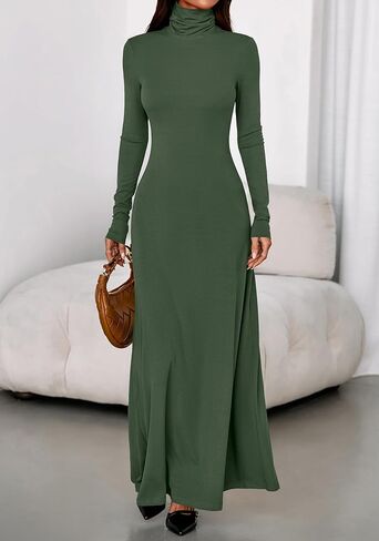 BTFBM Womens Dresses Fall 2025 Long Sleeve Turtle Neck Trendy Long Tight Knit Maxi Dress Wedding Guest Party Casual in Saudi Arabia
