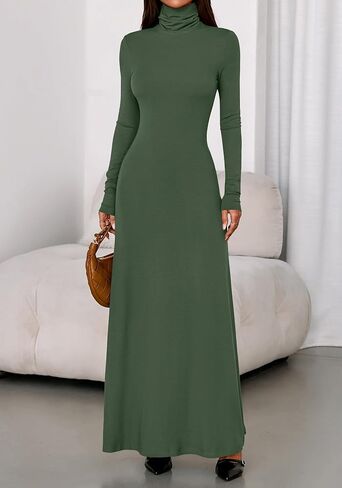BTFBM Womens Dresses Fall 2025 Long Sleeve Turtle Neck Trendy Long Tight Knit Maxi Dress Wedding Guest Party Casual in Saudi Arabia