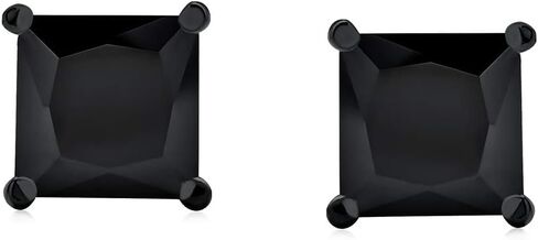 Divine Creation 2.20 Ct Princess Cut Black Diamond Screw Back Stud Unisex Stud Earring's 14K Black Gold Finish 925 Sterling Silver in Saudi Arabia