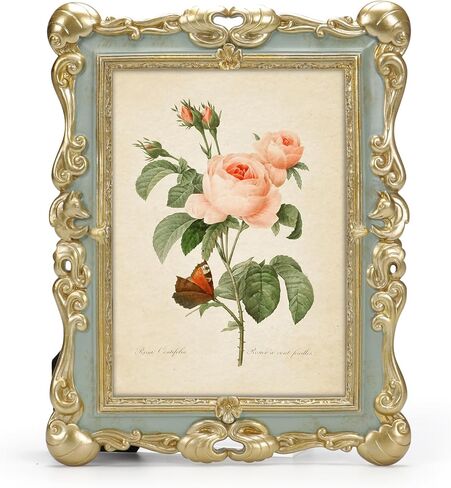 EXYGLO 5x7 Vintage Resin Picture Frame, 5 by 7 Pink Ornate Antique Frame with Gold Trim, Retro Frame for Desktop or Wall Display, Horizontal/Vertical in Saudi Arabia