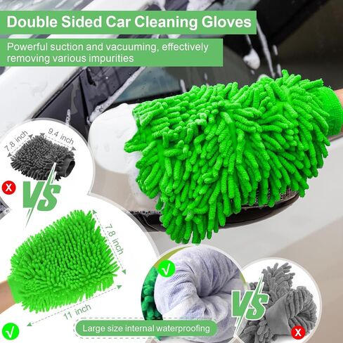 AILUROPODA Car Wash Mop, 15° Bending Brush, 3 Section Adjustable Rod, Extra Large Waterproof Mitt, Replacement Brush Head, Car Wash Tool in Saudi Arabia
