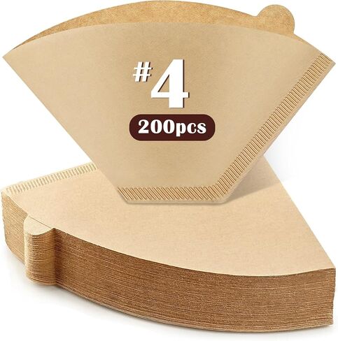 100 Count #4 Cone Coffee Filters 8-12 Cup, Natural Coffee Filters 4 Cone Paper fits for Pour Over and Drip Coffee Maker, Unbleached, Chlorine Free in Kuwait