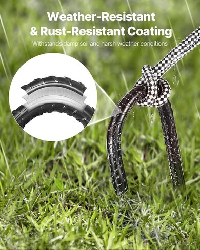 VEVOR Rebar Stakes, 12-Inch, Heavy-Duty 0.4 in Diameter J Hook, Galvanized Steel Ground Anchors with Chisel Point End & Rust-Resistant Coating, for Gardening Support, Fence, Camping Tents (16-Pack) in Saudi Arabia