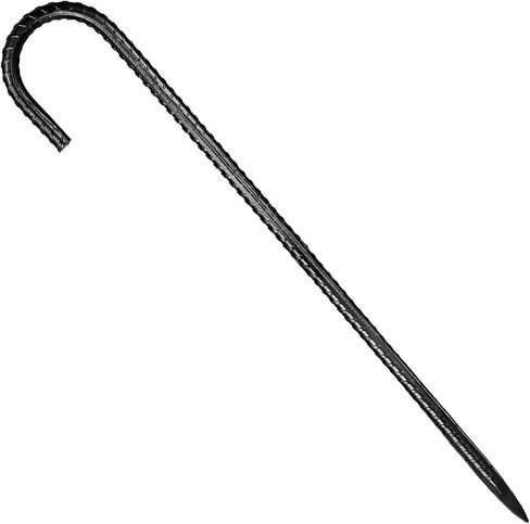 VEVOR Rebar Stakes, 12-Inch, Heavy-Duty 0.4 in Diameter J Hook, Galvanized Steel Ground Anchors with Chisel Point End & Rust-Resistant Coating, for Gardening Support, Fence, Camping Tents (16-Pack) in Saudi Arabia