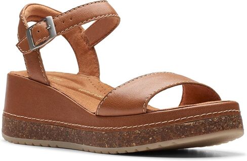 Clarks Kassanda Lily Leather Wedge Sandal, 6, Blue in Saudi Arabia