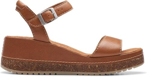 Clarks Kassanda Lily Leather Wedge Sandal, 6, Blue in Saudi Arabia
