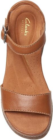 Clarks Kassanda Lily Leather Wedge Sandal, 6, Blue in Saudi Arabia