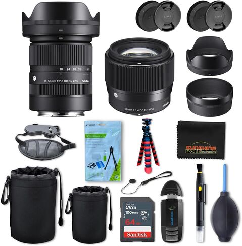 18-50mm f2.8 DC DN Contemporary Lens for Sony E with Sunshine Photo Basic Bundle - 4 Years USA Manufacturer Warranty in Saudi Arabia