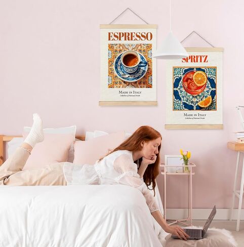 Yomisex Italian Amalfi Coast Lemon Wall Art Poster, Blue and White Floral Mediterranean Tiles Lemons Tree Canvas Prints Wall Art Framed for Home Kitchen Dining Room Decor, 12x16 Inch in Kuwait