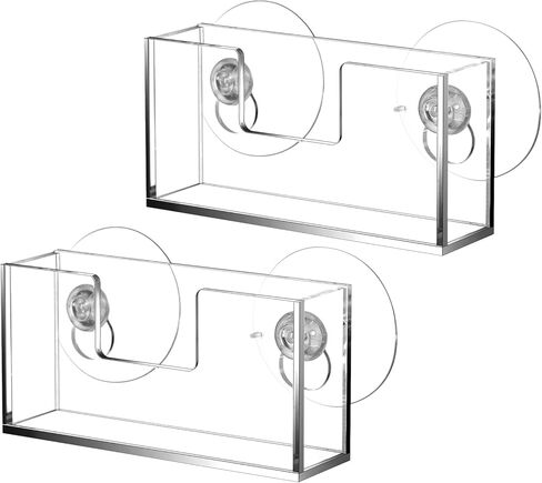 2 Pcs Window Mount Business Card Holder with Suction Cups Clear Card Holder Acrylic Single Pocket Organizer Display for Home Office(Classic) in Kuwait