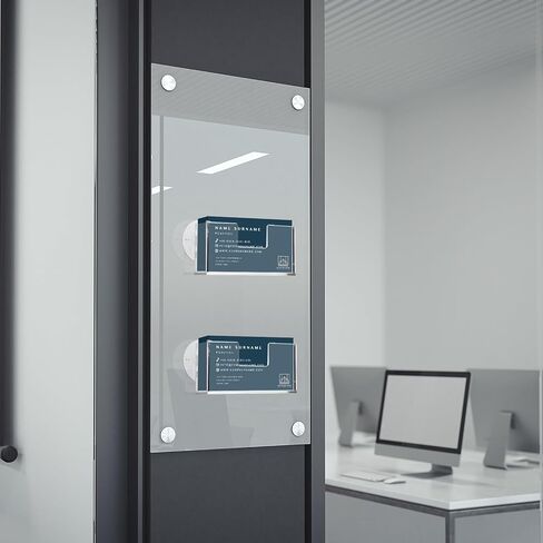 2 Pcs Window Mount Business Card Holder with Suction Cups Clear Card Holder Acrylic Single Pocket Organizer Display for Home Office(Classic) in Kuwait