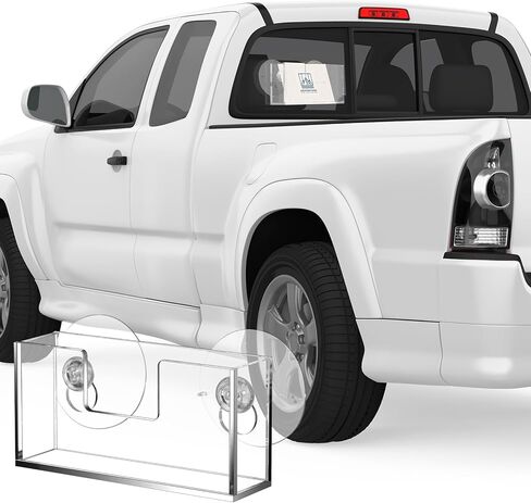 2 Pcs Window Mount Business Card Holder with Suction Cups Clear Card Holder Acrylic Single Pocket Organizer Display for Home Office(Classic) in Kuwait