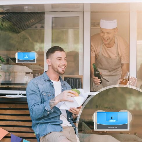 2 Pcs Window Mount Business Card Holder with Suction Cups Clear Card Holder Acrylic Single Pocket Organizer Display for Home Office(Classic) in Kuwait