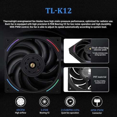 Thermalright Elite Vision 360 ARGB White AIO CPU Liquid Cooler,IPS LCD Screen with 320*320 Resolution,for AM4/AM5/Intel LGA1700/1851,’2.73 inch’Magnet-Absorbent LCD Screen for Images,White PC Cooling in Kuwait