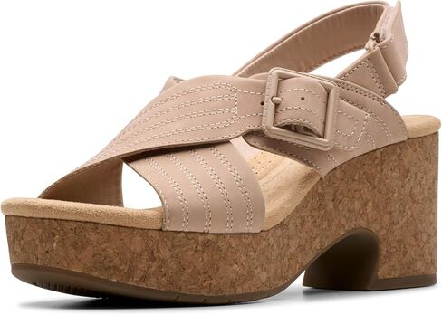 Clarks Women's Nerisa West Heeled Sandal, Black Nubuck, 9 in Saudi Arabia