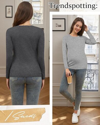 RIYIPER 3 PACK قمصان الأمومة النسائية الأكمام الطويلة مضلع قمم الحمل المتماسكة من القطن TUNIC TUNIC TEES DASAD DISAL in Saudi Arabia