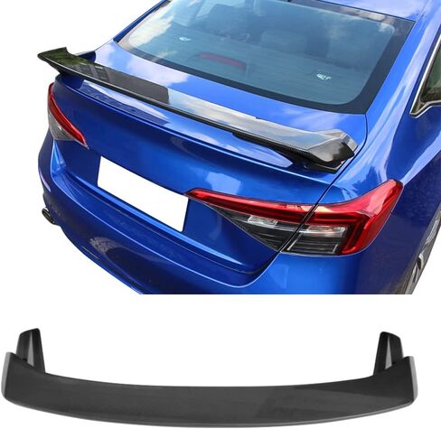 IKON MOTORSPORTS, Rear Trunk Spoiler Compatible with 2022-2025 Honda Civic 11th Gen Sedan 4-Door, HPD V2 Style Carbon Fiber Print Rear Trunk Spoiler Wing Lip Added on Bodykit Replacement ABS in Saudi Arabia
