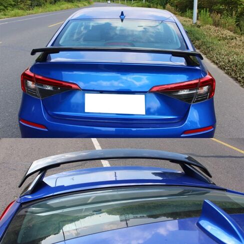 IKON MOTORSPORTS, Rear Trunk Spoiler Compatible with 2022-2025 Honda Civic 11th Gen Sedan 4-Door, HPD V2 Style Carbon Fiber Print Rear Trunk Spoiler Wing Lip Added on Bodykit Replacement ABS in Saudi Arabia