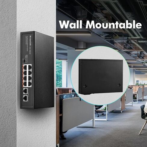 MokerLink 10 Port PoE Switch With 8 Port PoE+, 2 Fast Ethernet Uplink, 100Mbps, 96W 802.3af/at, Fanless Plug & Play Ethernet Switch in Kuwait