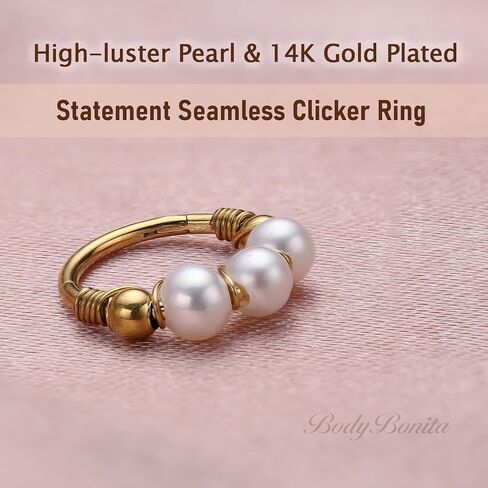BodyBonita 1Pcs 18G 9mm Pearl Nose Rings Hoops for Women - 316L Surgical Steel Septum Rings Nostril Helix Conch Daith Tragus Piercing Jewelry in Saudi Arabia
