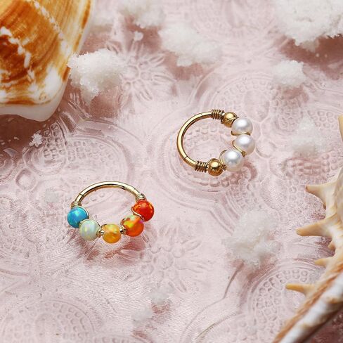 BodyBonita 1Pcs 18G 9mm Pearl Nose Rings Hoops for Women - 316L Surgical Steel Septum Rings Nostril Helix Conch Daith Tragus Piercing Jewelry in Saudi Arabia