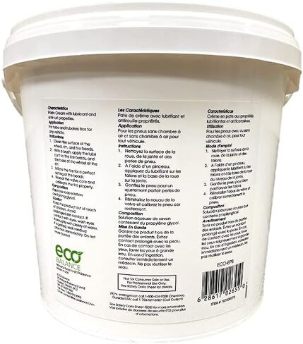 ECO Balance ECO-EP8 Tire/Tube 7.7lb Mounting Paste Bucket, Petroleum-Free Tire Changing Lube/Sealer for Trucks, Cars, Motorcycles, ATV, UTV, Dirt Bikes, Made in USA in Saudi Arabia