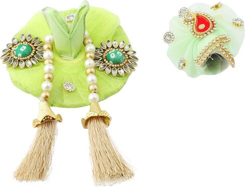 Aditri Creation Laddu Gopal Dress Cloth Bhagwan Poshak of God Krishna Kanhaiya Dev Vastra with Mukut for Metal Idol Statue for Indian Traditional Janmashtami Festival(Size:- 1-2 No.Dia- 6")(Green) in Saudi Arabia