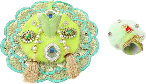 Aditri Creation Laddu Gopal Dress Cloth Bhagwan Poshak of God Krishna Kanhaiya Dev Vastra with Mukut for Metal Idol Statue for Indian Traditional Janmashtami Festival(Size:- 1-2 No.Dia- 6")(Green) in Saudi Arabia