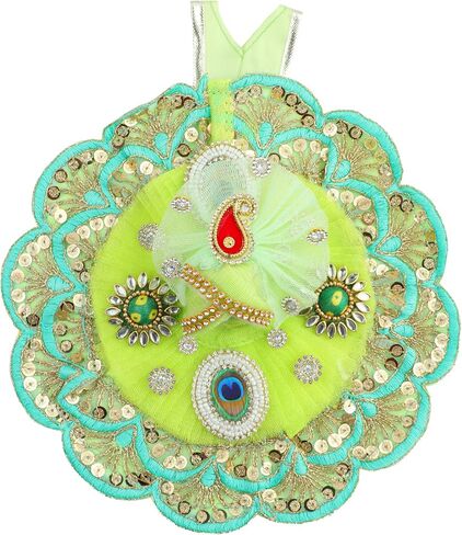 Aditri Creation Laddu Gopal Dress Cloth Bhagwan Poshak of God Krishna Kanhaiya Dev Vastra with Mukut for Metal Idol Statue for Indian Traditional Janmashtami Festival(Size:- 1-2 No.Dia- 6")(Green) in Saudi Arabia