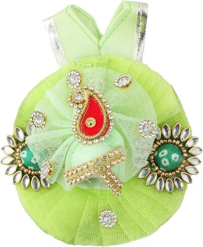 Aditri Creation Laddu Gopal Dress Cloth Bhagwan Poshak of God Krishna Kanhaiya Dev Vastra with Mukut for Metal Idol Statue for Indian Traditional Janmashtami Festival(Size:- 1-2 No.Dia- 6")(Green) in Saudi Arabia