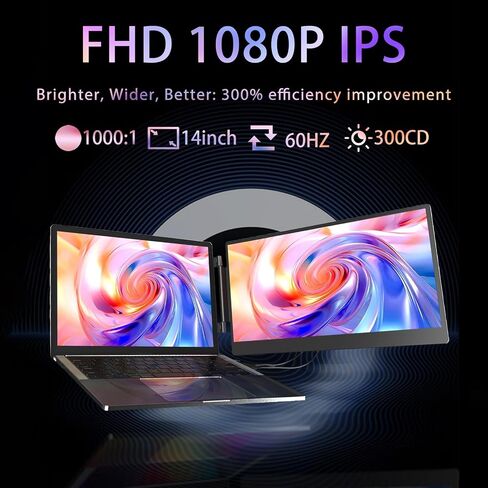 Vixtan Laptop Screen Extender, 15.6'' FHD 1080P IPS Portable Monitor for Laptop 13-17.3", Detachable Screen, USB-C Plug and Play Laptop Monitor Extender for Windows/Mac/Android in Saudi Arabia