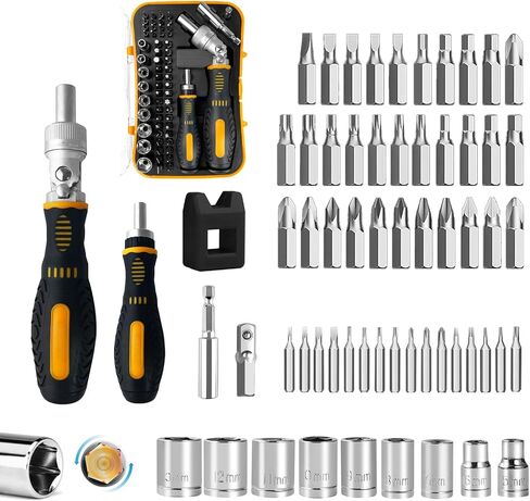 13-in-1 Ratcheting Screwdriver Set, Adjustable Multi-bit with Magnetic Tips (Flat, Phillips, Torx, Hex, Square, Nut Drivers), Cushion Grip Handle in Saudi Arabia
