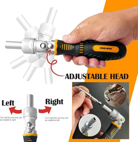 13-in-1 Ratcheting Screwdriver Set, Adjustable Multi-bit with Magnetic Tips (Flat, Phillips, Torx, Hex, Square, Nut Drivers), Cushion Grip Handle in Saudi Arabia