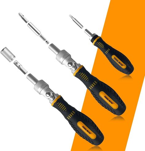 13-in-1 Ratcheting Screwdriver Set, Adjustable Multi-bit with Magnetic Tips (Flat, Phillips, Torx, Hex, Square, Nut Drivers), Cushion Grip Handle in Saudi Arabia