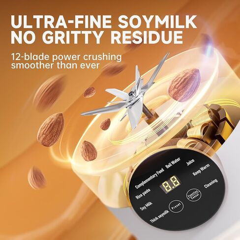 Nut Milk Maker Machine Automatic Nut Milk Maker Almond Homemade Milk/Oat/Plant-Based Milk and Non-Dairy Beverages Almond Milk Maker 42oz Soy Milk Maker Delay Start/Self Clean/Boil Water/Keep Warm in Saudi Arabia
